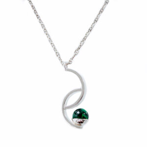 Pendant in 950 Solid Sterling Silver & Green Agate