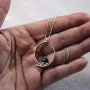 Pendant in 950 Solid  Sterling Silver & Green Agate