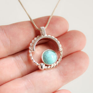Pendant in 950 Solid Sterling Silver & Turquoise