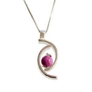 Pendant in 950 Solid  Sterling Silver & Pink-Turquoise